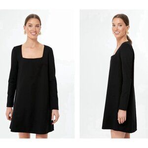 Tuckernuck Middleton Long Sleeve Swing Dress Black Square Neck Large Minimalist